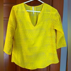 Yellow V Neck Blouse